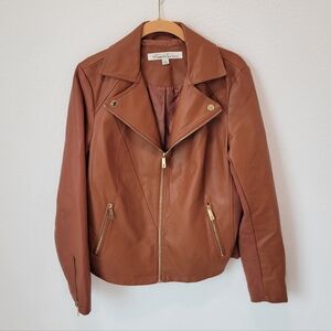Kenneth Cole Camel Faux Leather Moto Jacket Women’s M